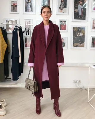 Бордовое пальто из кашемира Nadya купить недорого - интернет-магазин NADYA