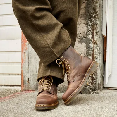 Dr. Martens 1460 8-Eye Aztec Crazy Horse Boot - Brown | Boots outfit men,  Leather boots outfit, Mens brown boots