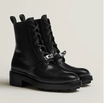 Size 37EU NEW HERMÈS Black Glossed Calfskin Funk Ankle Boots w/ Receipt |  eBay