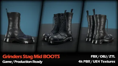 ArtStation - Grinders Boots - Stag MID | Game Assets