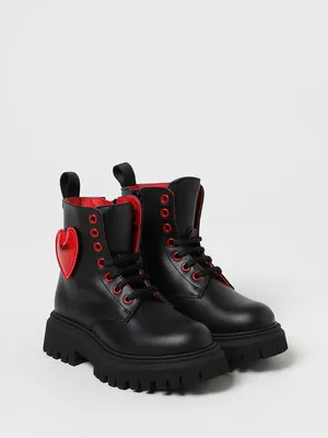 MOSCHINO KID: leather ankle boots with zip - Black | Moschino Kid shoes  76046 online at GIGLIO.COM