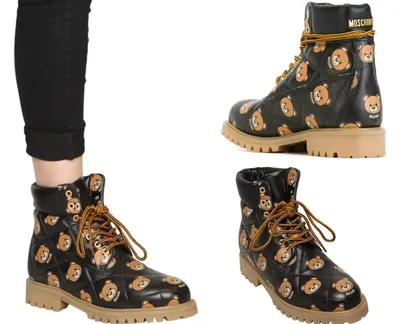 Moschino Teddy Bear Quilted Combat Ankle Hiking Boots Shoes Deadstock 35 |  eBay