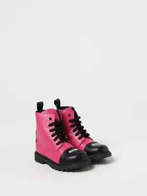 MOSCHINO KID: leather ankle boots with Teddy - Fuchsia | Moschino Kid shoes  75921 online at GIGLIO.COM