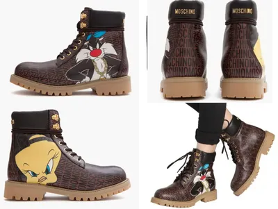 Moschino Deadstock LOONEY TUNES TWEETY COMBAT ANKLE HIKING BOOTS Shoes 36 |  eBay