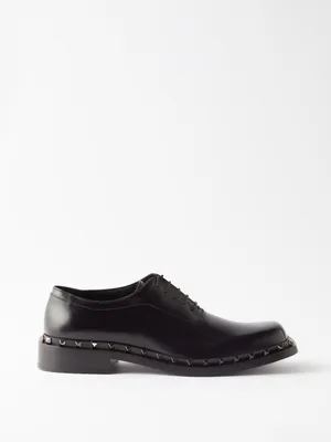 Valentino Garavani Men's Single Stud Leather Derby Shoes - Bergdorf Goodman