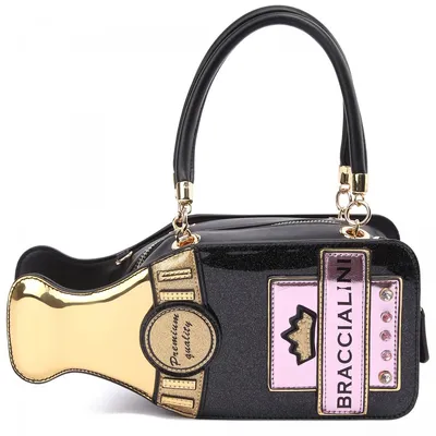 Сумка Braccialini Jacquard \"ноты\" B7383 чёрная, купить брендовую сумку