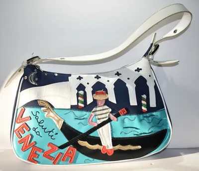 Braccialini Shoulder bag Italy Italian Theme Blue White Gondola luggage tag  | eBay