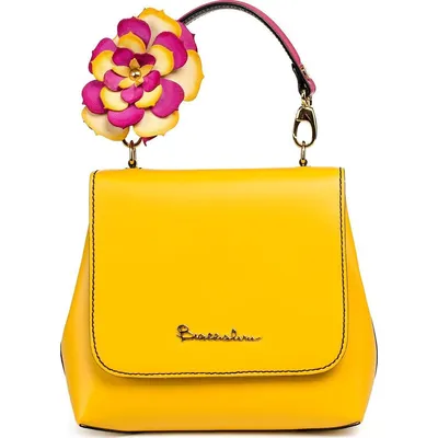 Желтая женская сумка с цветком на ручке Braccialini B29844-B12143. женские сумки  braccialini купить в москве