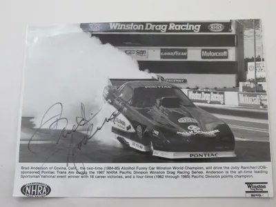 Брэд Андерсон подписал фотографию чемпиона мира по дрэг-рейсингу NHRA Winston Funny Car | eBay