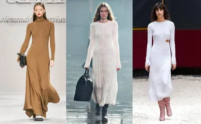 Модные трикотажные платья 2024-2025 года: фото, новинки вязаных платьев,  тенденции