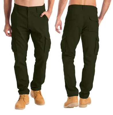 Mens Cargo Combat Work Trousers Chino Cotton 6 pocket full Pant size 32-44  | eBay