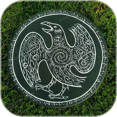Обрядовый бубен с изображением ворона - купить в Славянской Лавке