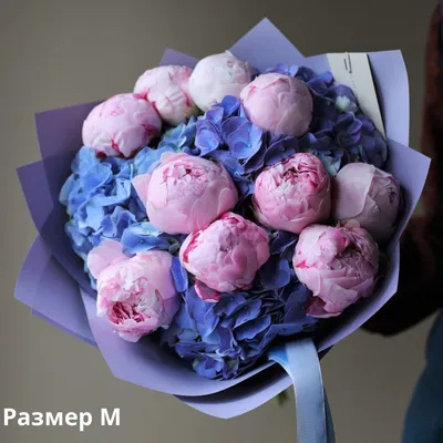 Букет из пионов и гортензий, яркий - заказать доставку цветов в Москве от  Leto Flowers