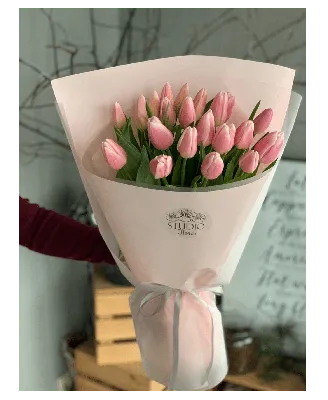 Букет 21 тюльпан - купить с доставкой по Киеву - лучшие цены на Букет  тюльпанов в интернет магазине доставки цветов STUDIO Flores