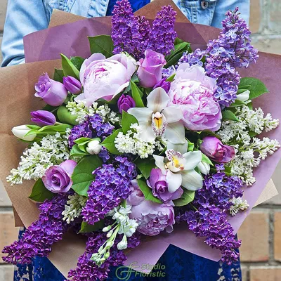 Букет цветов Мишель (Сирень, Пион, Орхидея) с доставкой | СтудиоФлористик