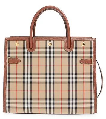 BURBERRY: Elizabeth bag in coated cotton blend - Brown | Burberry mini bag  8069657 online at GIGLIO.COM