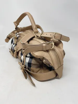 Beige Sling check-canvas leather-trim shoulder bag | Burberry | MATCHES UK