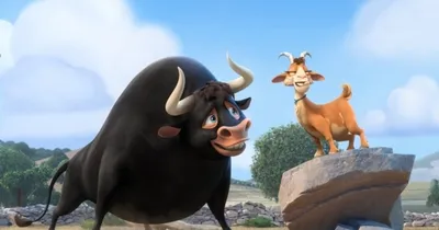 Фотографии бык Рога Ferdinand мультик Животные Красный фон 3840x2160