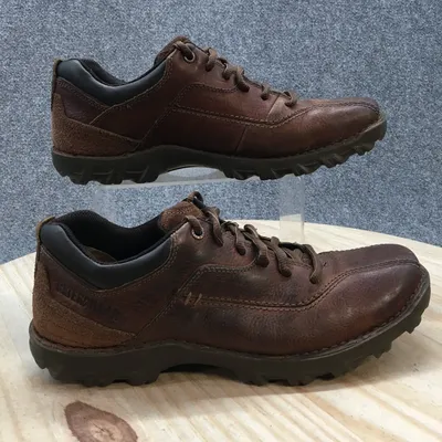 CAT Caterpillar Shoes Mens 9 M Oxford Brown Leather Lace Up Casual Round  P714515 | eBay