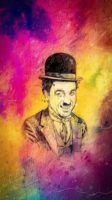 Скачать «Любимый характерный актер Чарли Чаплин в динамичной позе» Обои | Обои.com