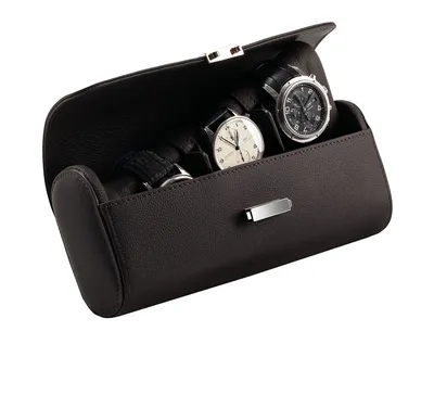 Футляр для часов SCATOLA del TEMPO Watch Cases POCHETTE BLACK P, чёрная  кожа с тиснением | Mercury