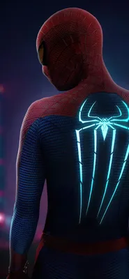 Обои светящийся костюм человека паука, человек-паук, супергерой, сустав,  верхняя одежда для iPhone XS Max бесплатно, заставка 1242x2688 - скачать  картинки и фото