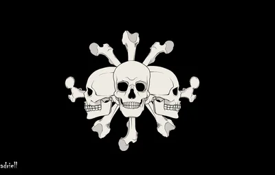 Обои кости, черепа, One Piece, чёрный фон картинки на рабочий стол, раздел  сёнэн - скачать