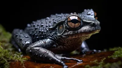 Большая темно-зеленая жаба, болото, …» — создано в Шедевруме