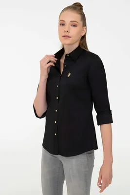 Рубашка женская U.S. POLO Assn. G082SZ0040CRISY021K черная 34 - купить в  Москве, цены на Мегамаркет