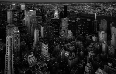 Обои город, здания, США, Нью - Йорк, чёрно - белое фото картинки на рабочий  стол, раздел город - скачать