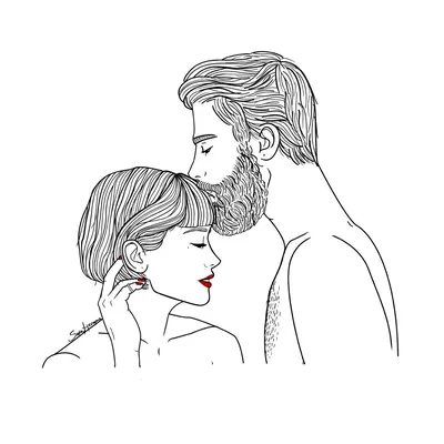 Фото Парень с бородой целует девушку