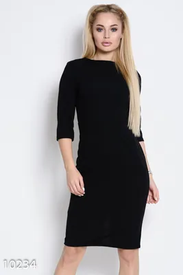Черное однотонное облегающее офисное платье до колен 53404 за 415 грн:  купить из коллекции Autumn time - issaplus.com