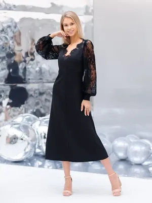 Черное платье с кружевом, Женский, На любой сезон, размер 58, 56, материал  Джерси — купить в интернет-магазине OZON (1223704738)