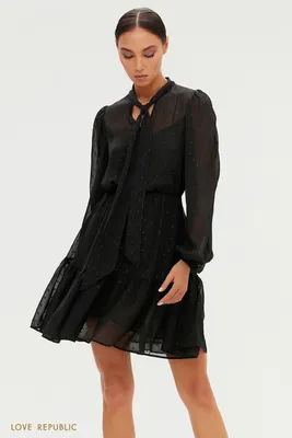 Черное шифоновое платье фото