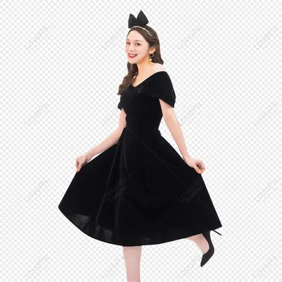 Модное женское черное платье фото изображение_Фото номер 401902010_PNG  Формат изображения_ru.lovepik.com
