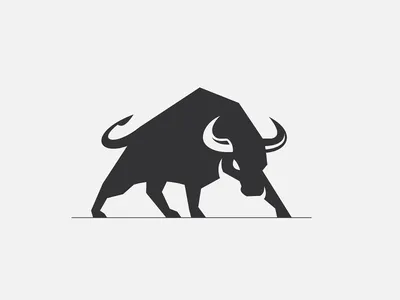 Black and white emblem of a bull Royalty Free Vector Image