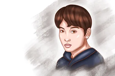 Портрет Чонгука из BTS в стиле скетч — Artister.Ru