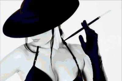 Черный силуэт женщины в шляпе, …» — создано в Шедевруме