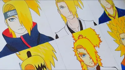Drawing Deidara in Different Anime Styles | Рисунок Дейдары в разных аниме  стилях - YouTube