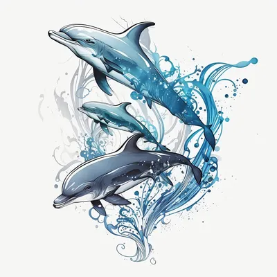 Dolphin Symbol Tattoo Design White Background PNG File Download High  Resolution - Etsy