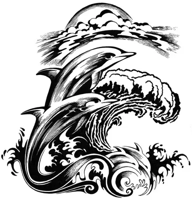 High Quality Original Vector Dolphin Tattoo Stock Vector - Illustration of  pattern, tattoo: 77655407