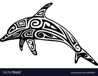 KREA - detailed amazing tattoo stencil of a floral dolphin