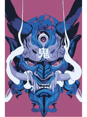 Японская маска демона 40х60 Живопись по номерам 13083150 купить в  интернет-магазине Wildberries