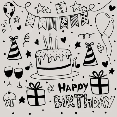 день рождения каракули Фон, с днем \u200b\u200bрождения, день рождения искусства, день  рождения шляпа фон картинки и Фото для бесплатной загрузки