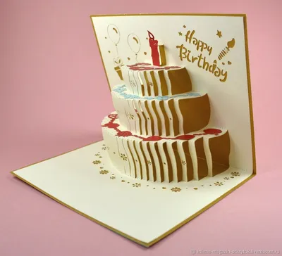Открытка торт день рождения - 70 фото
