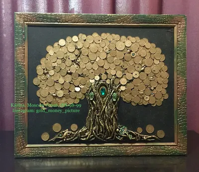 Денежное дерево с драконами – заказать на Ярмарке Мастеров – G1FRJRU |  Картины, Москва