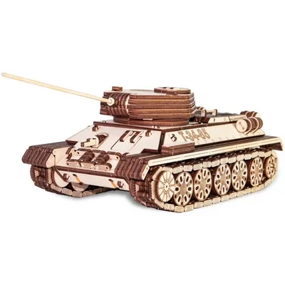Сборная модель из дерева механическая EWA Танк Т-34 - купить по лучшей цене  в интернет-магазине детских игрушек SunnyToy!