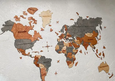 Карта мира из дерева 2400х120 / интерьерная карта на стену (id 93121927)