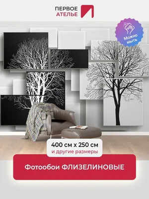 Фотообои 3d флизелиновые 400х250 черно белые деревья Первое ателье 92061295  купить за 6 619 ₽ в интернет-магазине Wildberries