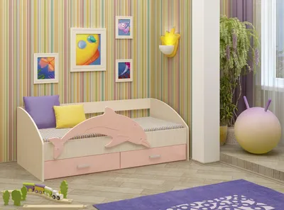 Детская кровать Дельфин-4 МДФ для девочки, спальное место 1,6х0,8 м - Детская  кровать Дельфин-4 МДФ (1,6 м)